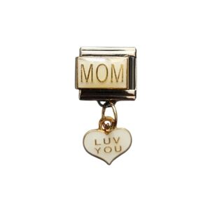 Italian Charmlink for Italian Charm Bracelet‎ Mom with Luv You Dangle Heart